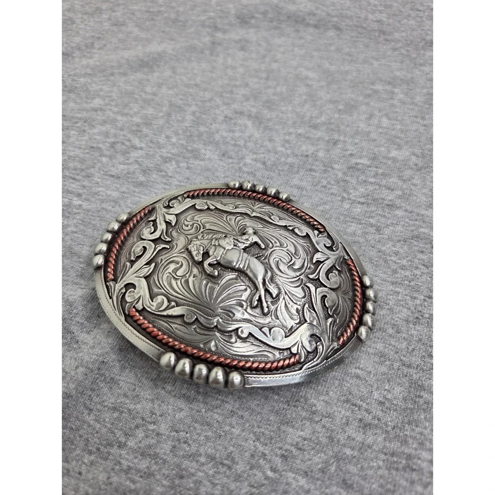 Cody James Bronc Rodeo Cowboy Silver Bronze Belt Buckle